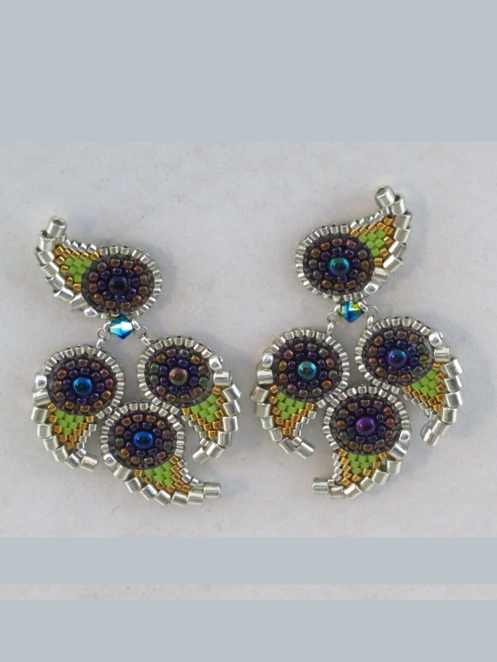 Paisley Peacock Art Deco earrings
